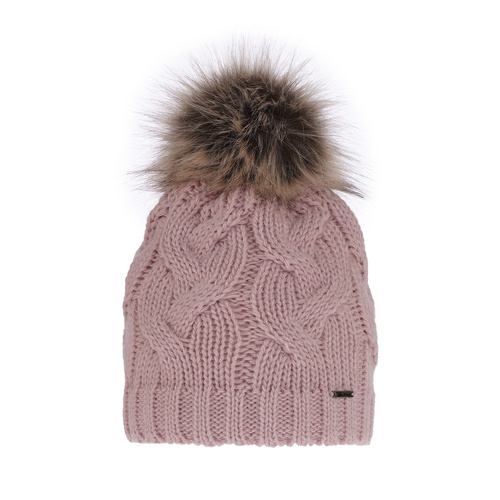 Bonnet d'hiver femme, rose, avec pompon, Terri
