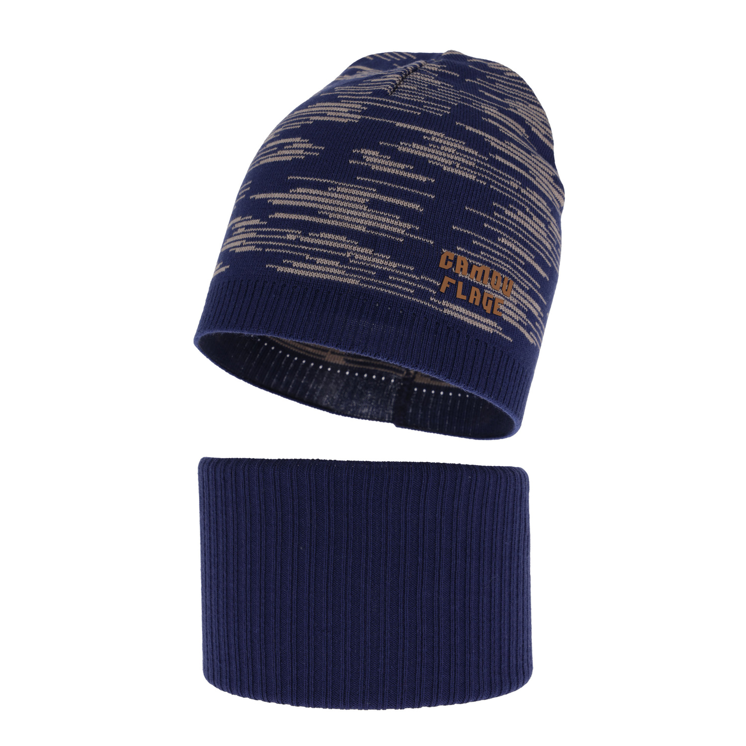 Ensemble automne/printemps garçon: bonnet et snood, avec coton, bleu marine, Carter