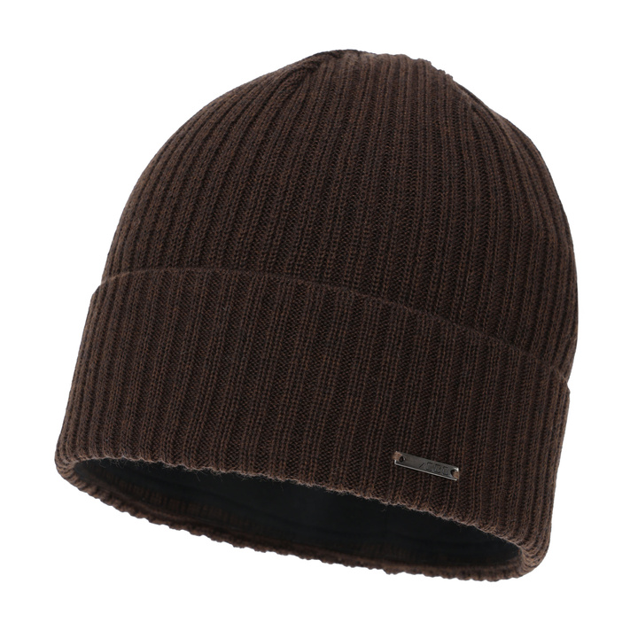 Bonnet d'hiver homme, marron, avec laine mérinos, Baltor