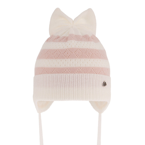 Bonnet automne/printemps fille, crème, avec liens, Leda