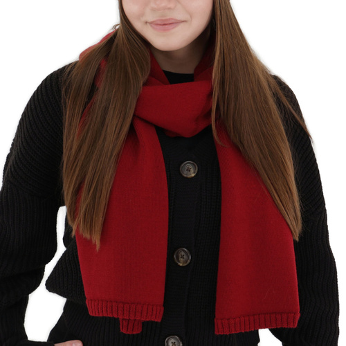 Écharpe d'hiver femme, bordowy, 100% Laine Mérinos, Elonia