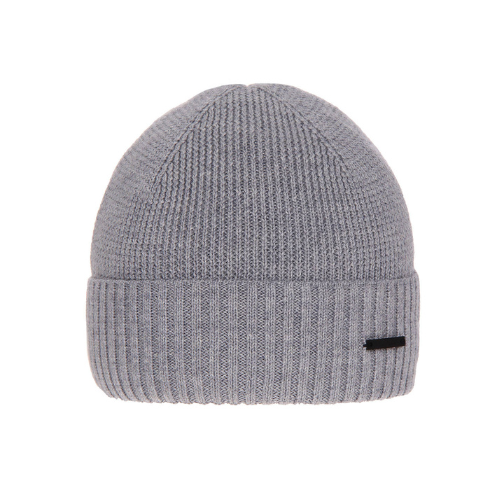 Bonnet d'hiver homme, gris, avec laine mérinos, Henk