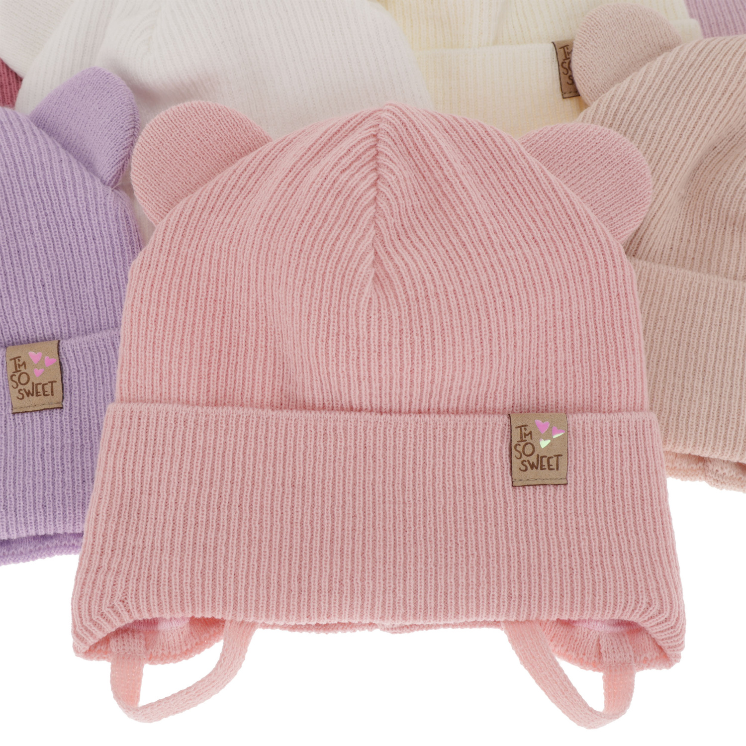 Bonnet automne/printemps fille, crème, avec liens, Noemi