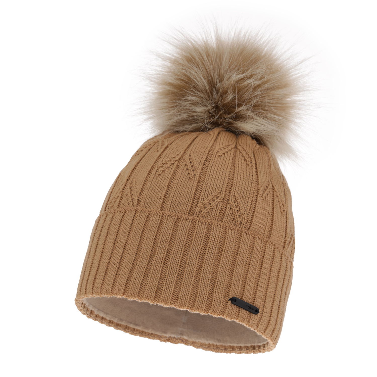 Bonnet d'hiver femme, camel, avec laine mérinos, Talaria