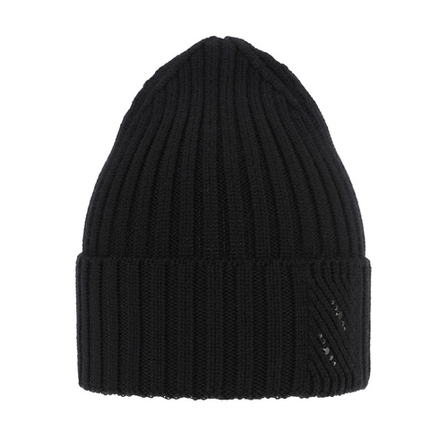 Bonnet d'hiver femme, noir, avec laine mérinos, Ariga