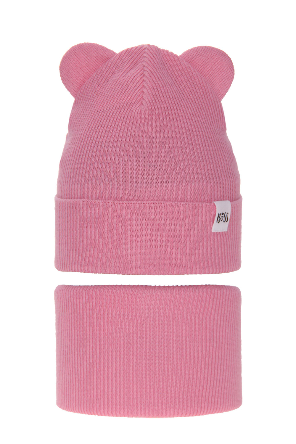 Ensemble automne/printemps fille: bonnet et snood, avec coton, rose, Kajra