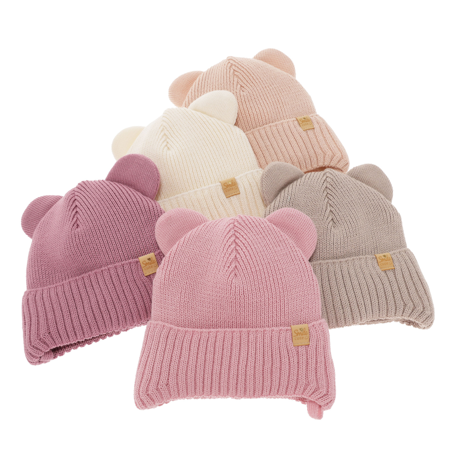 Bonnet d'hiver fille, crème, avec liens, avec laine mérinos, Shira