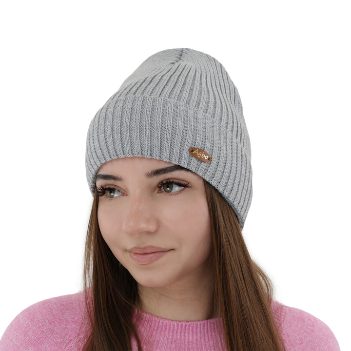 Bonnet d'hiver pour femme, gris, avec laine mérinos Shila