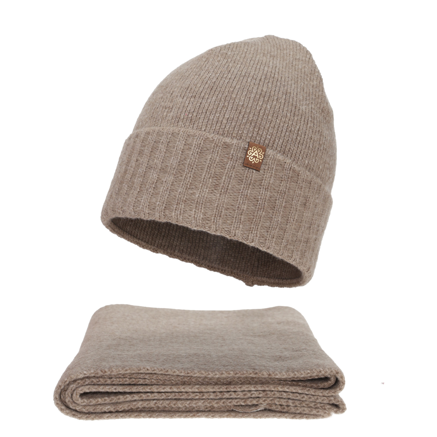 Ensemble d'hiver femme: bonnet et écharpe, beige clair, Shasta