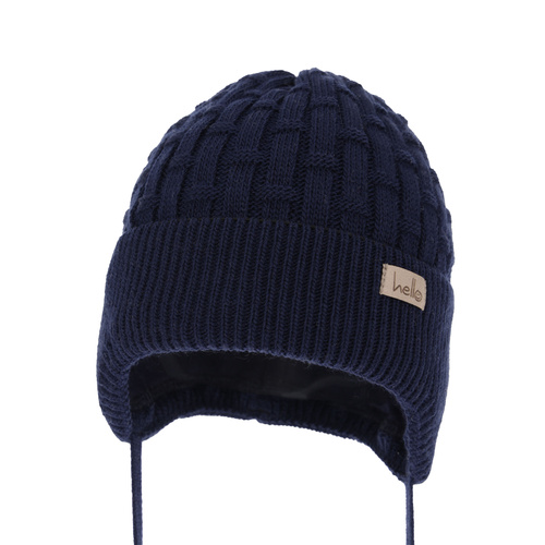 Bonnet automne/printemps garçon, bleu marine, avec liens, Farad