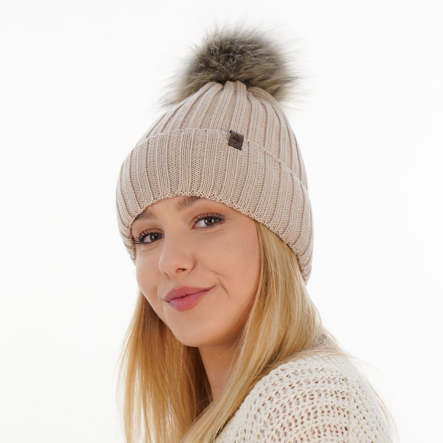Bonnet d'hiver femme, rose, avec laine mérinos, Texa