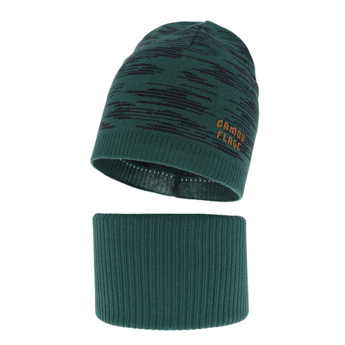 Ensemble automne/printemps garçon: bonnet et snood, avec coton, vert émeraude, Carter