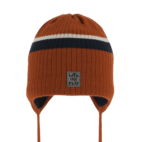 Bonnet automne/printemps garçon, orange, avec liens, Oliver
