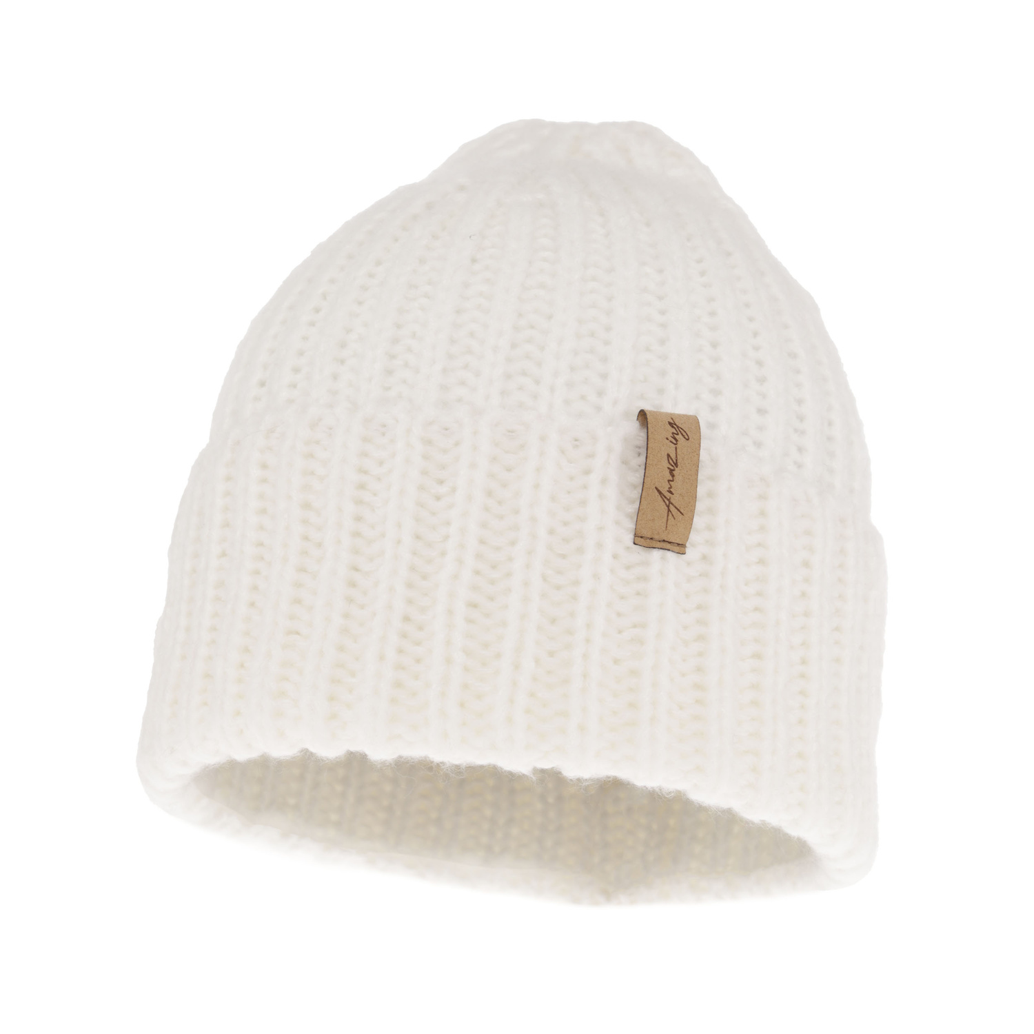 Bonnet d'hiver femme, blanche, avec laine mérinos, Caro