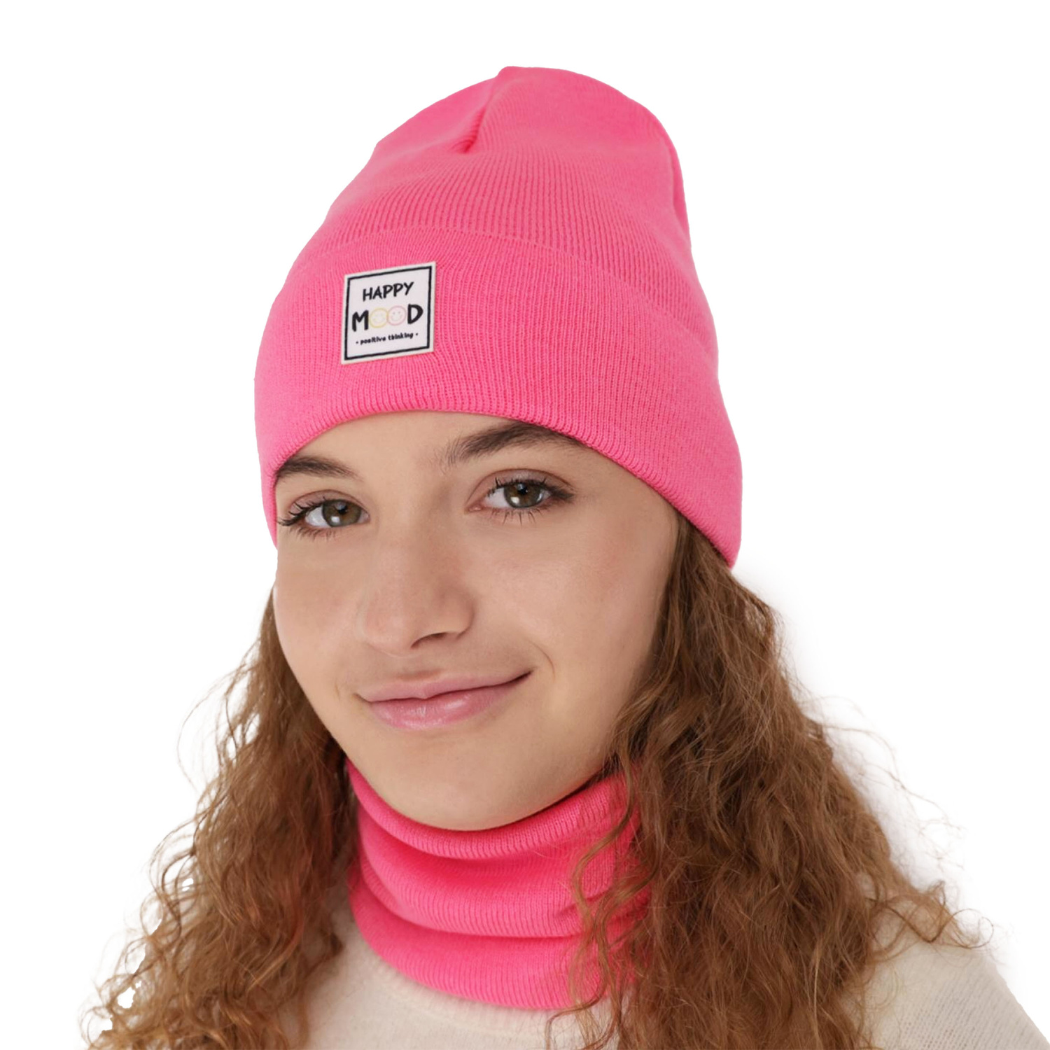 Ensemble automne/printemps fille: bonnet et snood, avec coton, orange, Avec pompon, Mersila