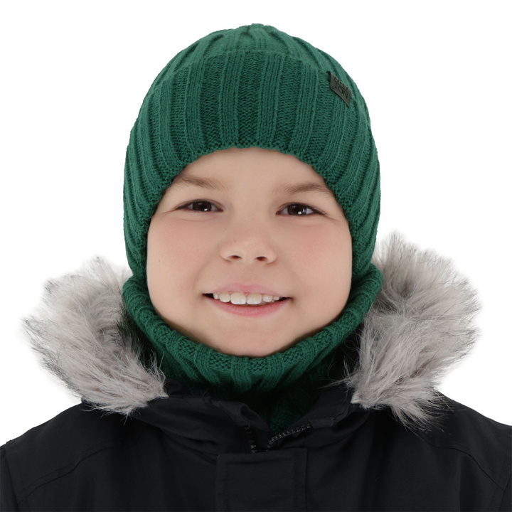 Ensemble d'hiver garçon: bonnet et snood, vert émeraude, Baster