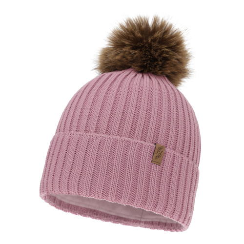Bonnet d'hiver femme, violet, avec laine mérinos, Zamira