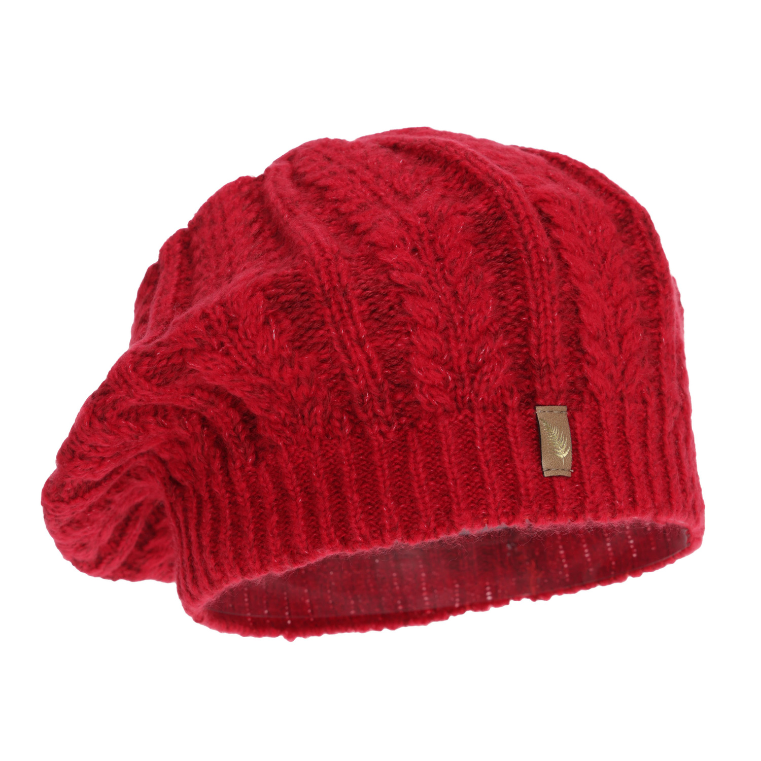 Béret d'hiver femme, rouge, avec laine mérinos, Senja