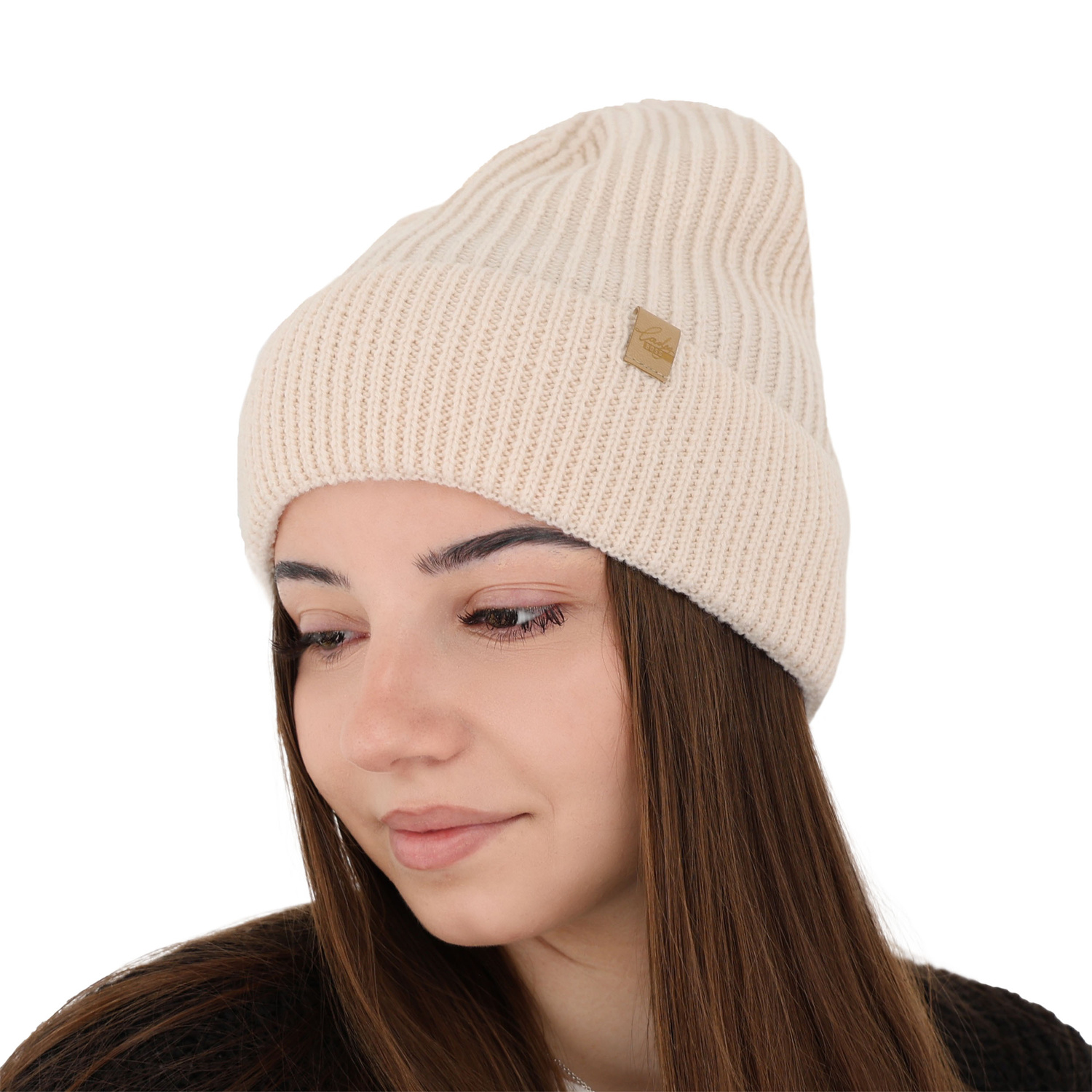 Bonnet d'hiver femme, camel, 100% Laine Mérinos, Isla