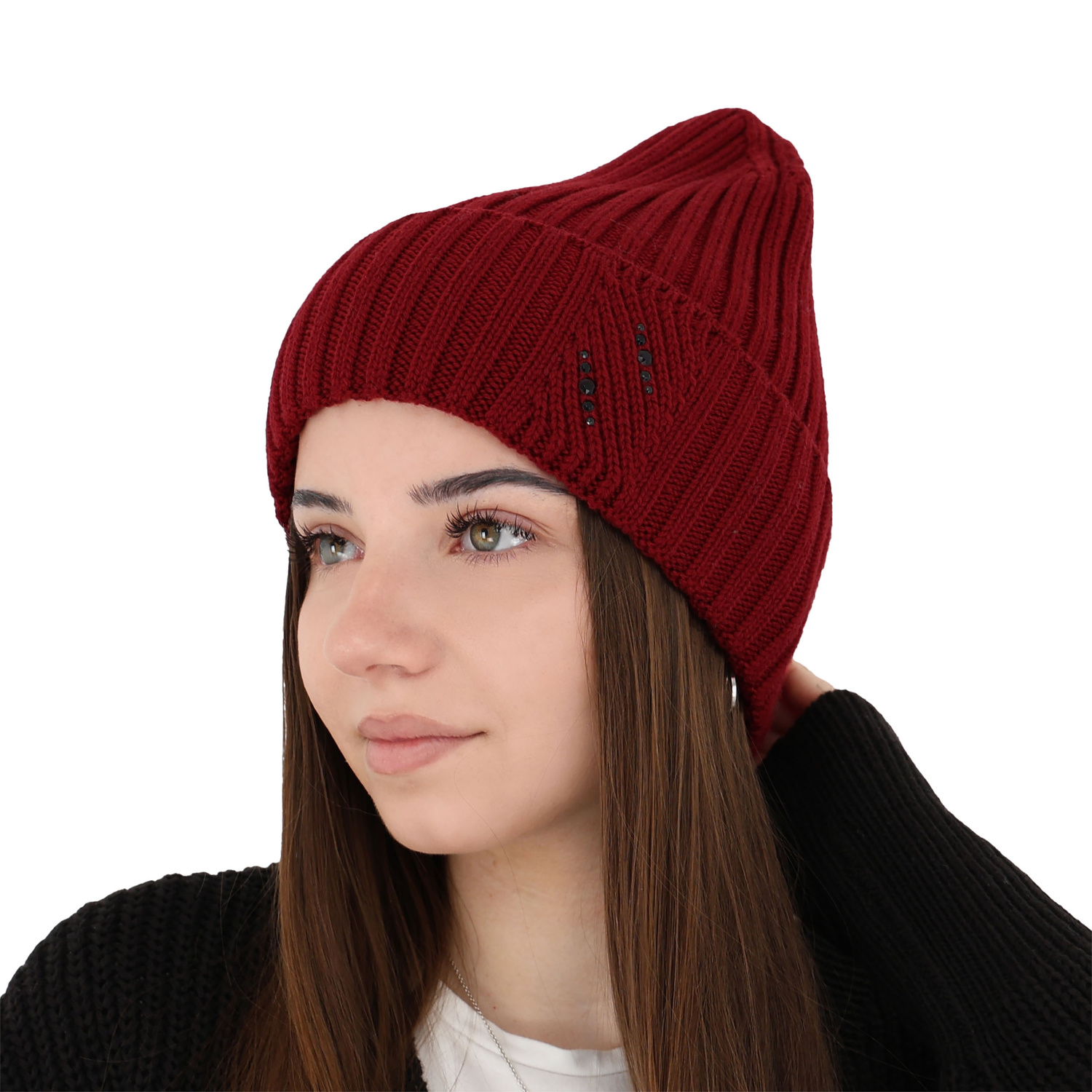 Bonnet d'hiver femme, blanche, avec laine mérinos, Ariga