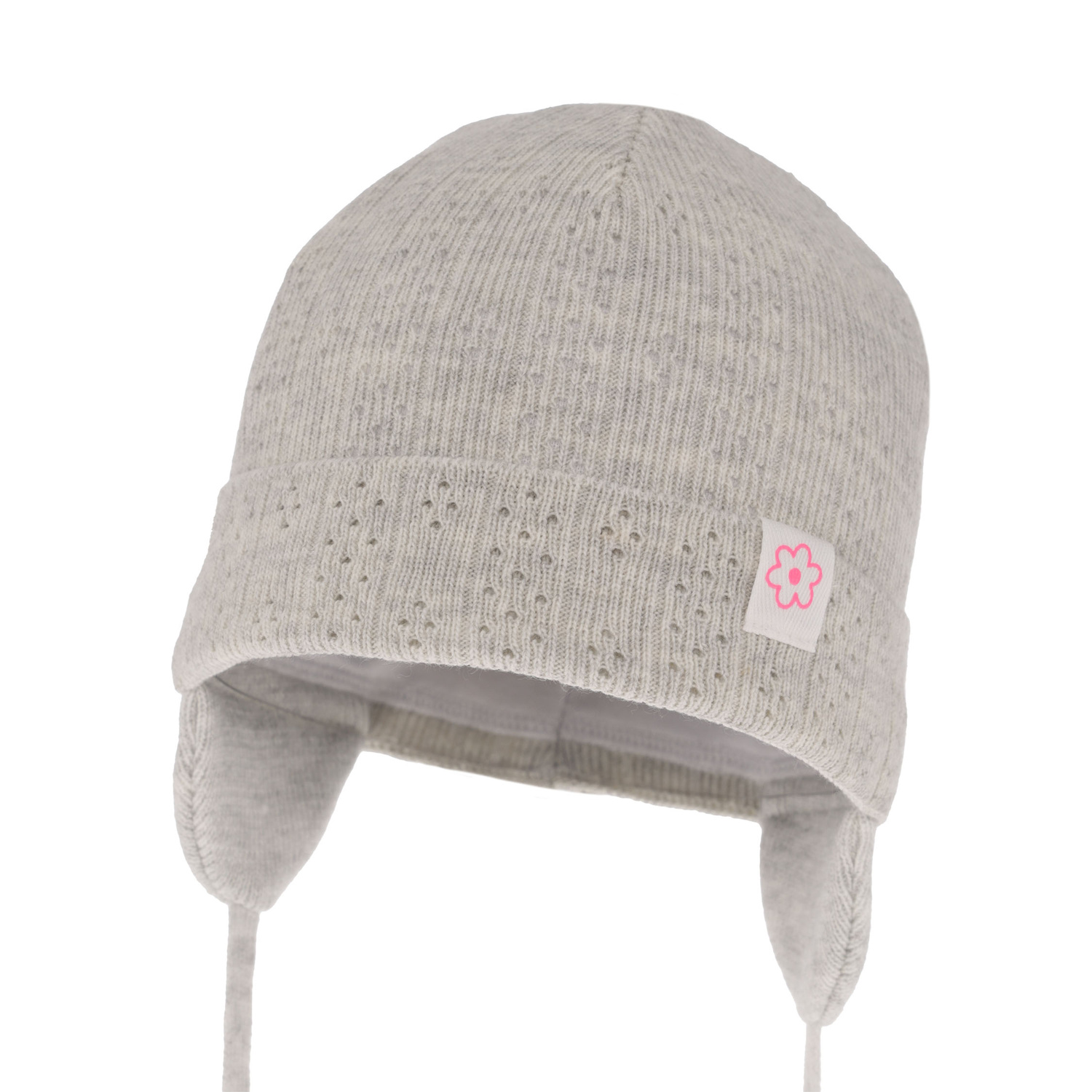 Bonnet automne/printemps fille, grise, avec liens, Lucrezia