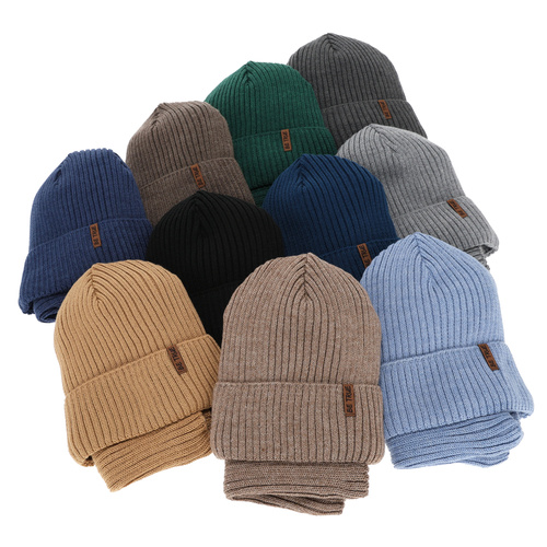 Ensemble d'hiver garçon (bonnet et snood), bleu ciel, avec laine mérinos, Colton