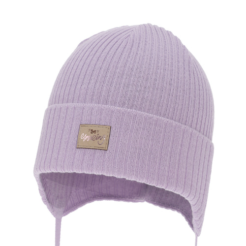 Bonnet automne/printemps fille, violet, avec liens, avec coton, Tindra