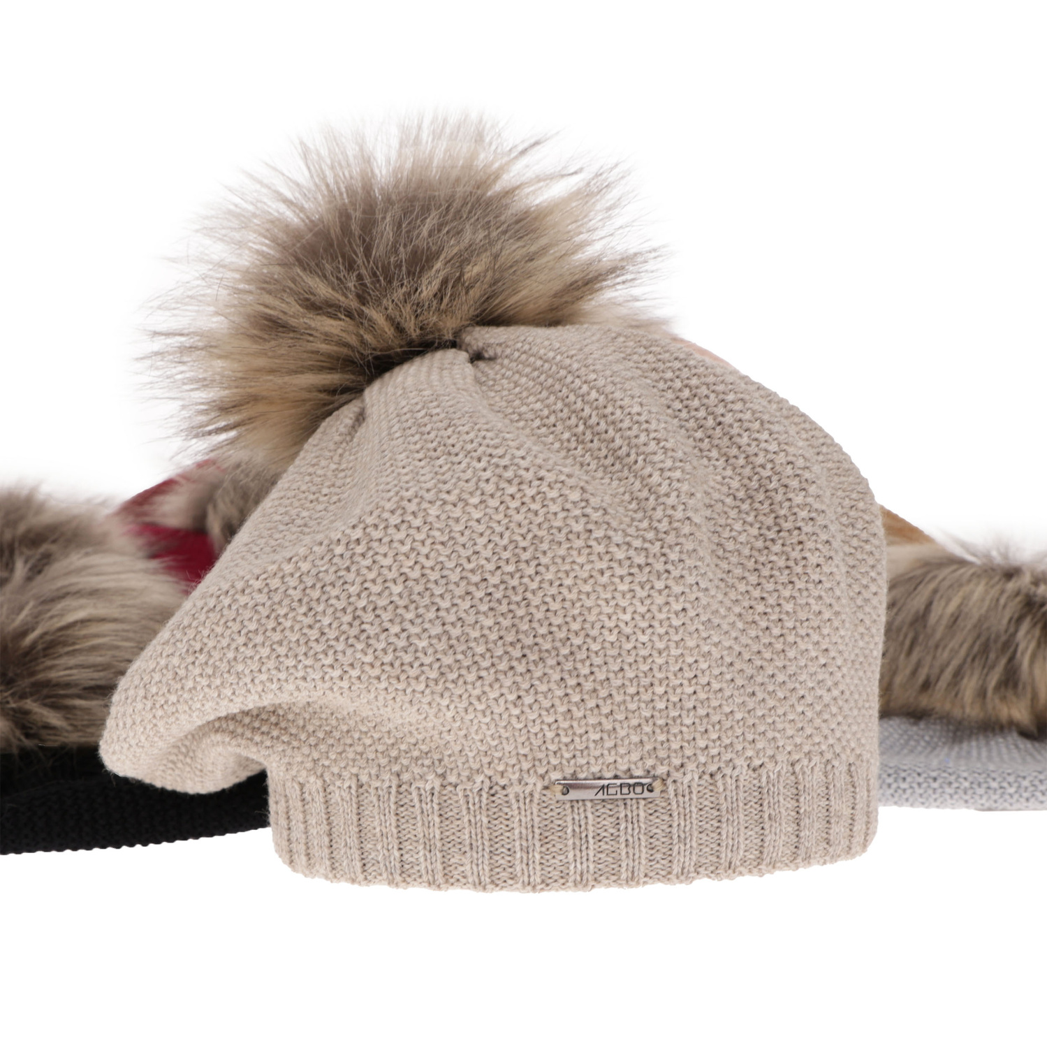 Beret d'hiver femme, noir, avec laine mérinos, Bonnie