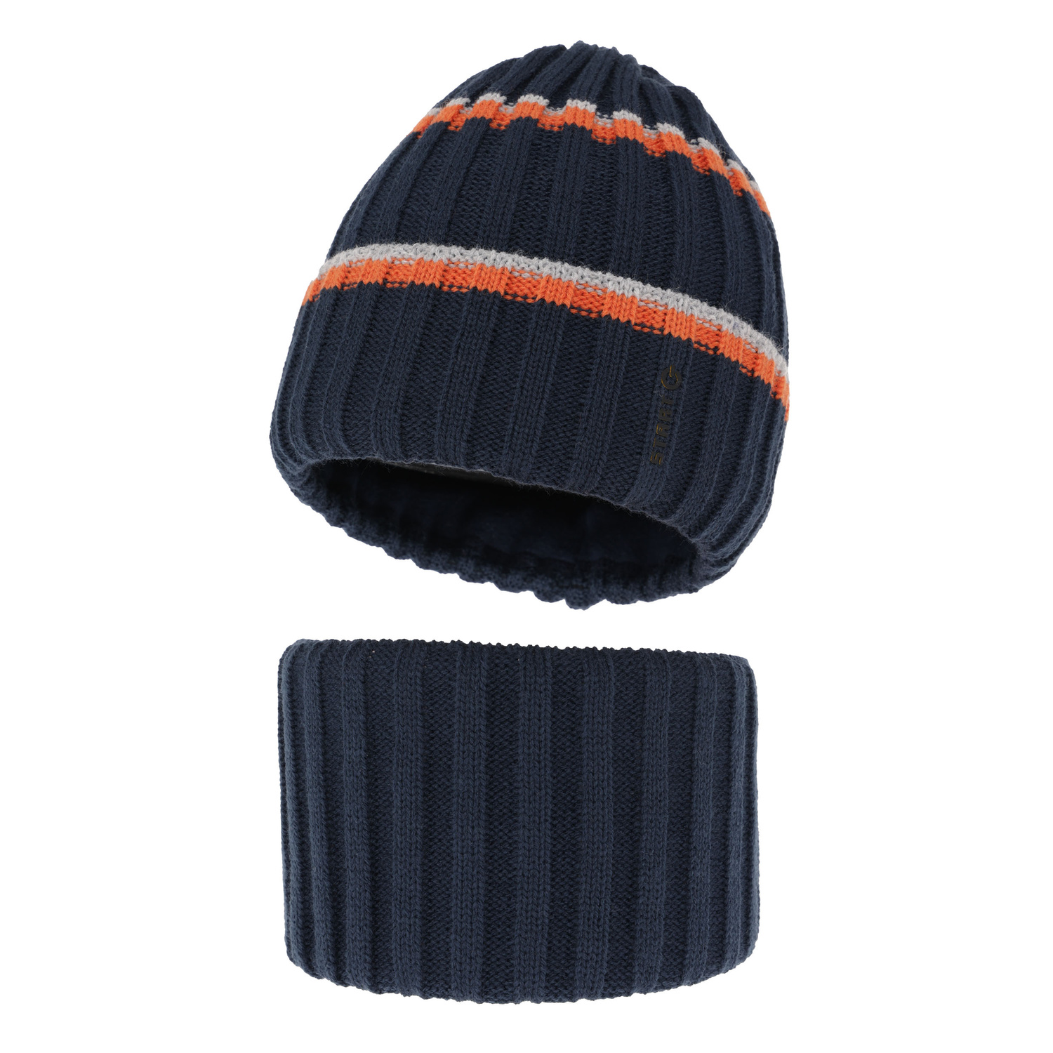 Ensemble d'hiver garçon: bonnet et snood, bleu marine, Bastien