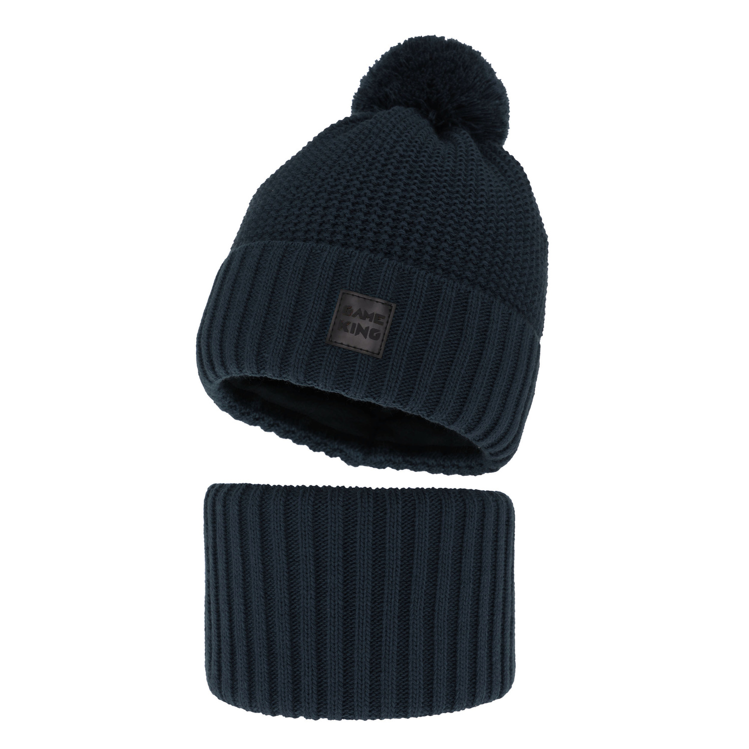 Ensemble d'hiver garçon: bonnet et snood, bleu marine, Conan
