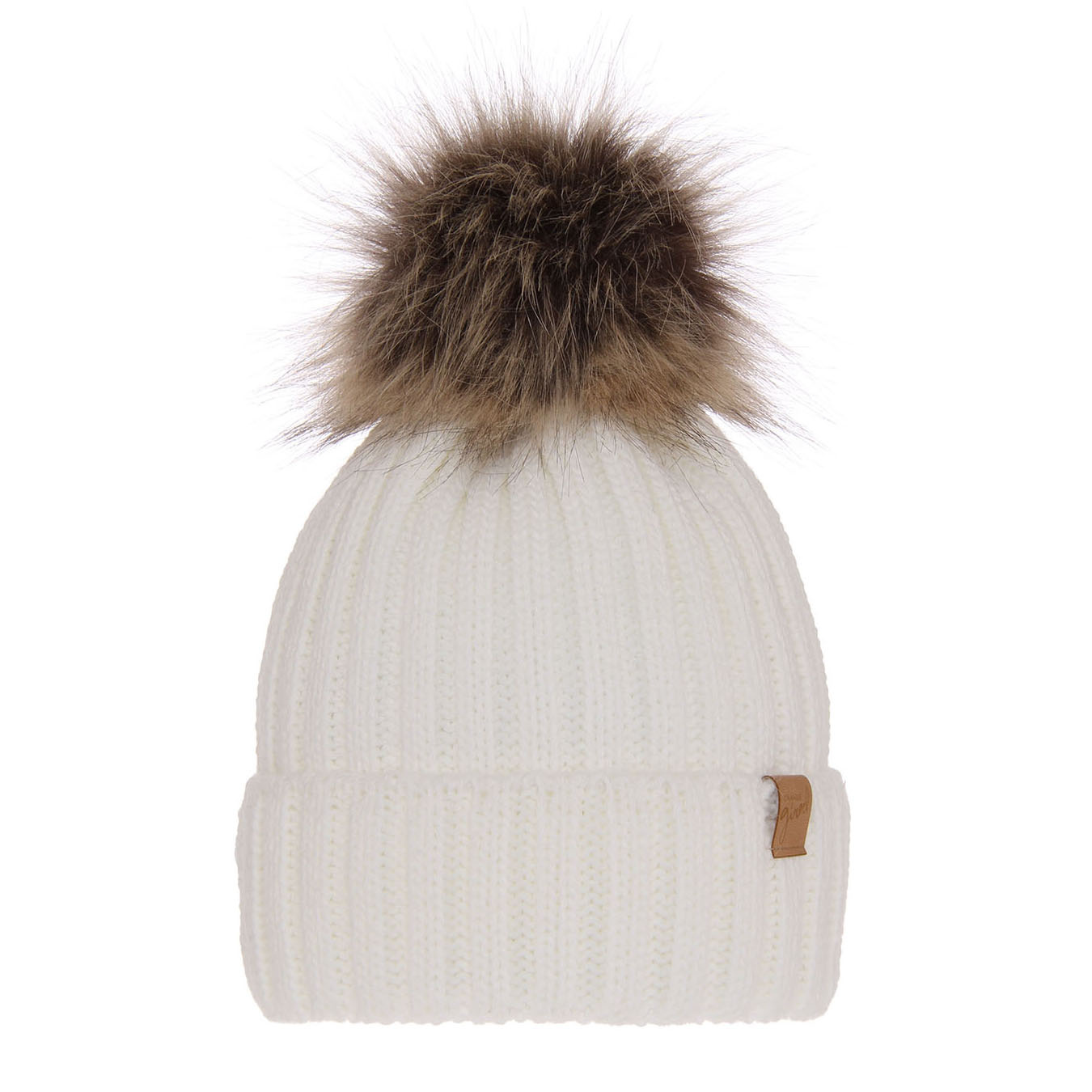 Bonnet d'hiver femme, blanc, avec pompon, Europa