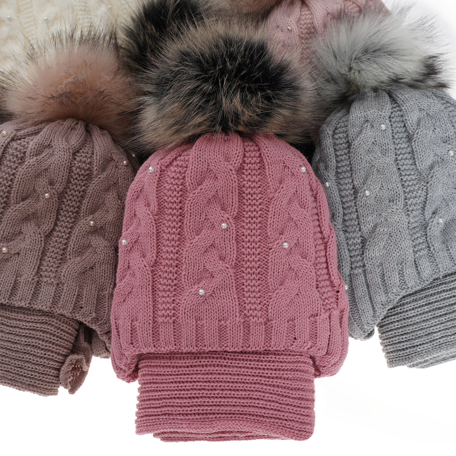 Ensemble d'hiver fille: bonnet et écharpe, violet, avec pompon, Mirella