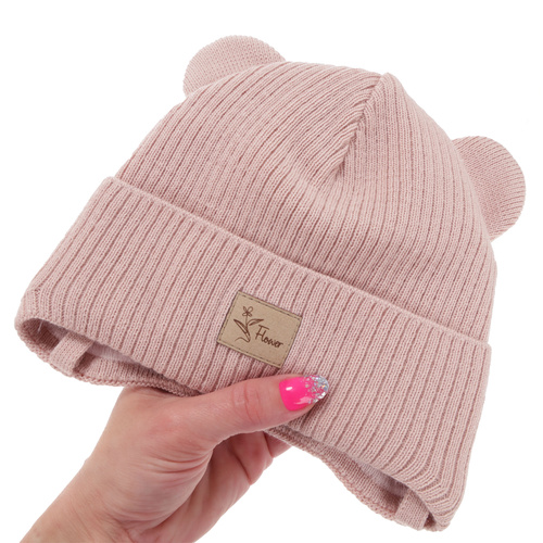 Bonnet automne/printemps fille, rose, avec liens, Djona