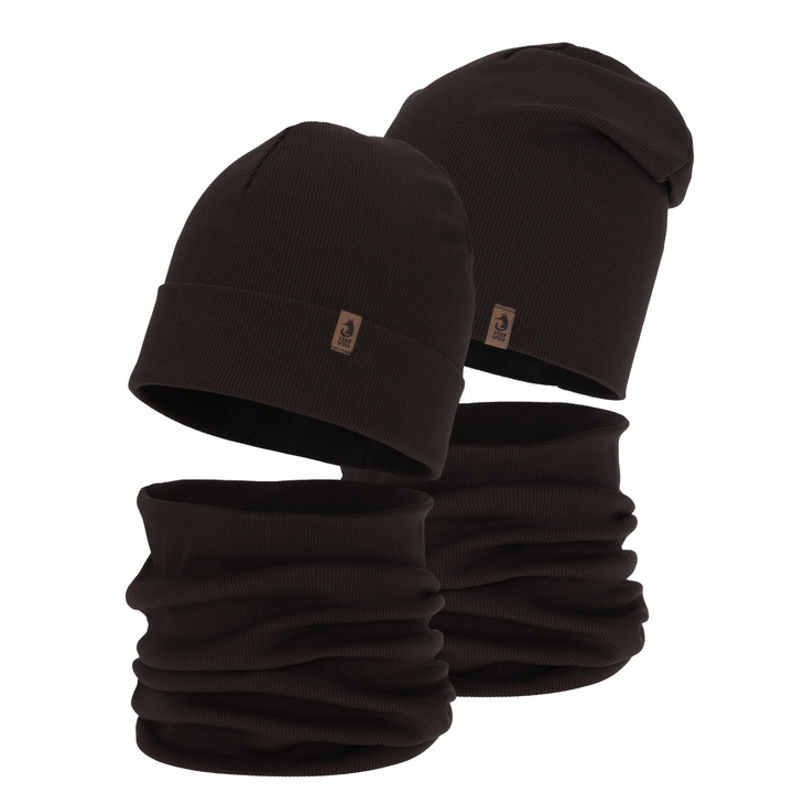 Ensemble automne/printemps garçon: bonnet et snood, marron foncé, Amalfi