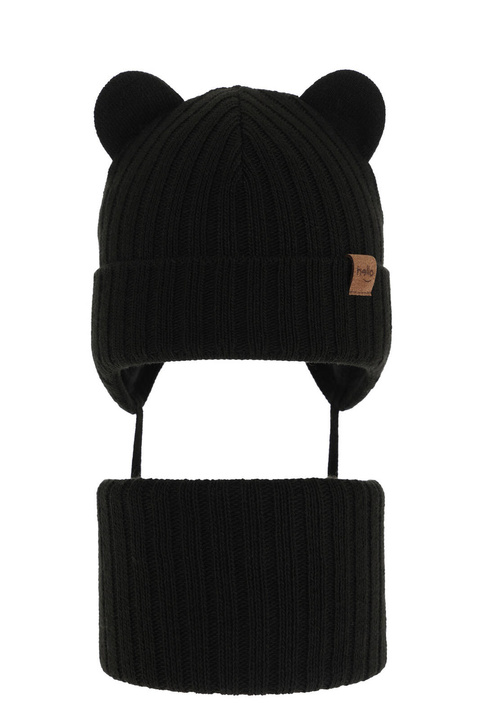 Ensemble d'hiver garçon: bonnet et snood, noir, Ferven