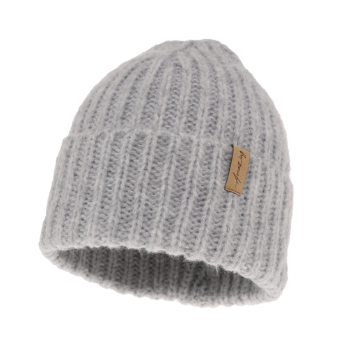 Bonnet d'hiver femme, gris, avec laine mérinos, Caro