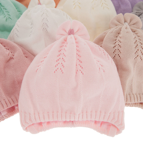 Bonnet automne/printemps fille, beige, avec liens, Ginara