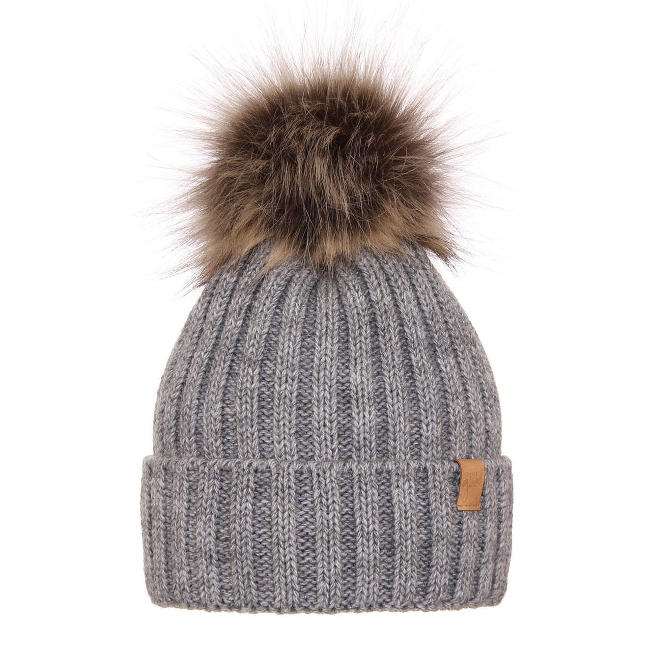 Bonnet d'hiver femme, hiver, gris, avec pompon, Europa