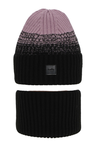 Ensemble d'hiver fille: bonnet et snood, noir, Tasha