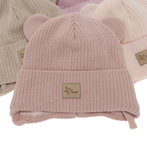 Bonnet automne/printemps fille, rose, avec liens, Djona