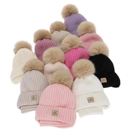 Ensemble d'hiver fille: bonnet et snood, beige, 100% Laine Mérinos, avec liens, doublé de coton, Malesia