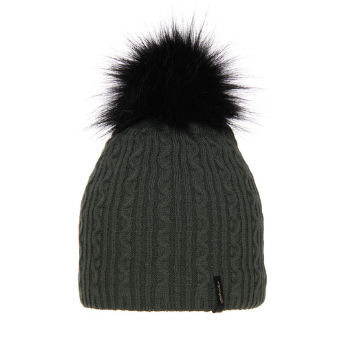 Bonnet d'hiver femme, vert, avec pompon, Xena