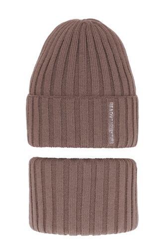 Ensemble d'hiver garçon: bonnet et snood, brun, Livido