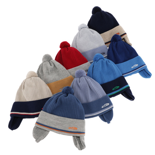 Bonnet automne/printemps garçon, gris, avec pompon, wiązana, Jacob