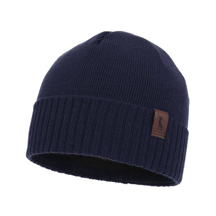 Bonnet d'hiver homme, bleu marine, avec laine mérinos, Hogan