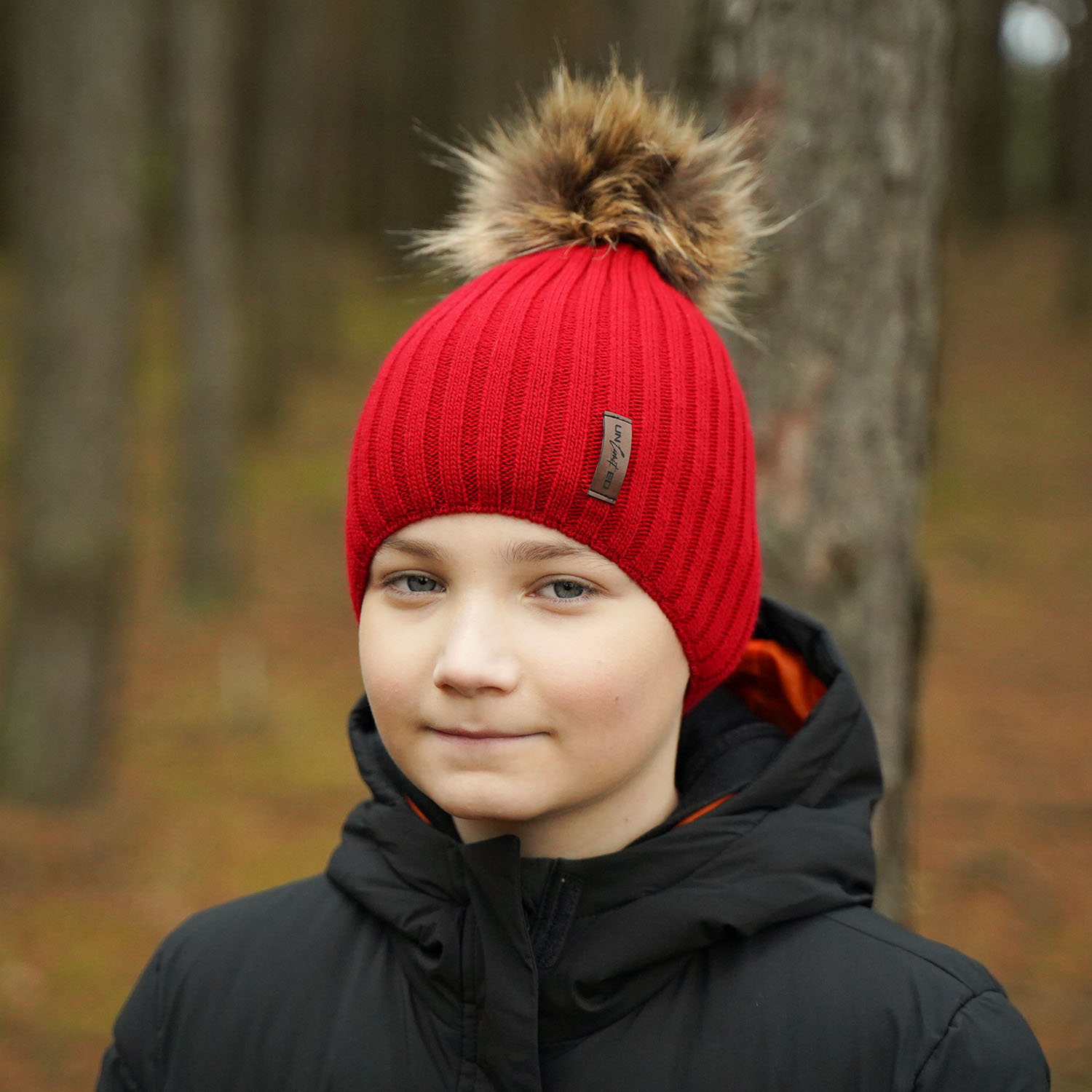 Bonnet d'hiver garçon, bleu, avec pompon, Amur