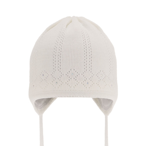 Bonnet automne/printemps fille, blanc, avec liens, Antila