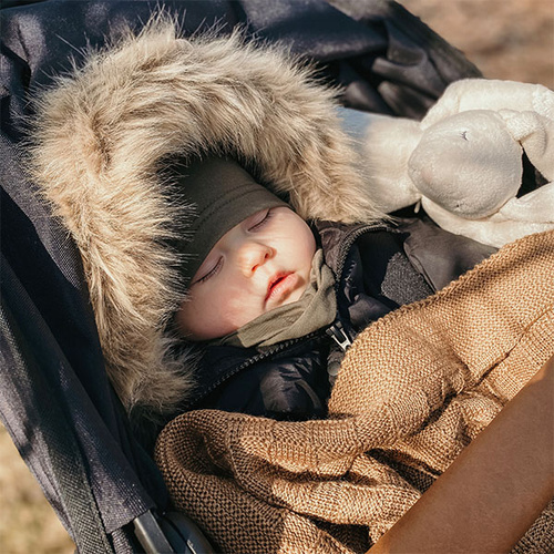 Ensemble automne/printemps garçon: bonnet et snood, khaki, en coton, Hazel