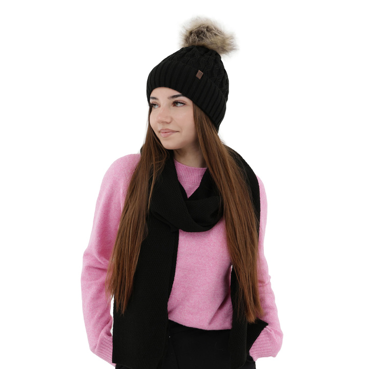 Écharpe d'hiver femme, noir, Agora