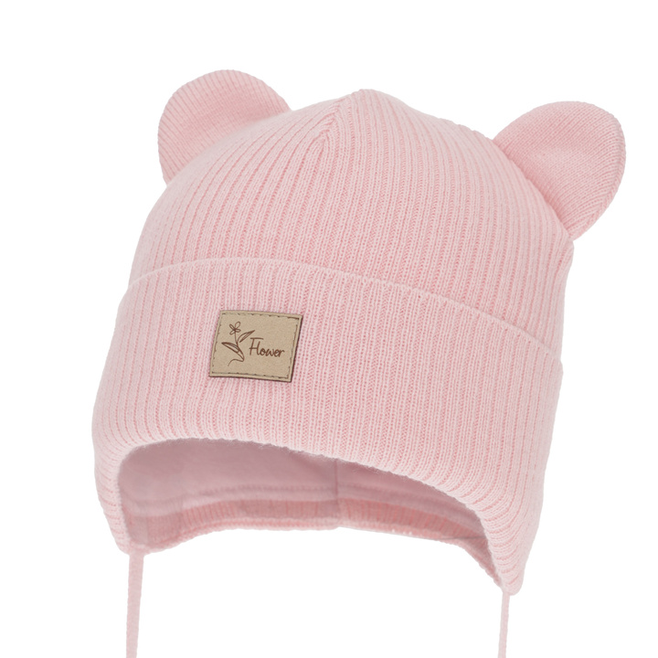 Bonnet automne/printemps fille, rose, avec liens, Djona